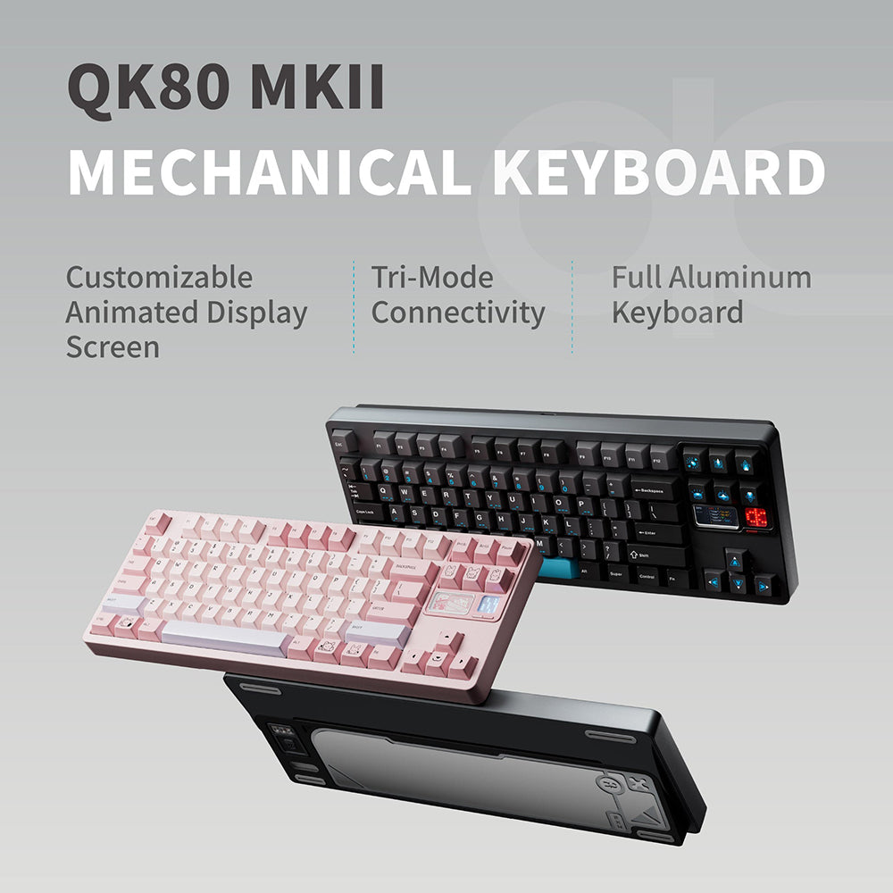 Qwertykeys QK80Mk2 Custom Wireless Mechanical Keyboard (Anodized Grey)