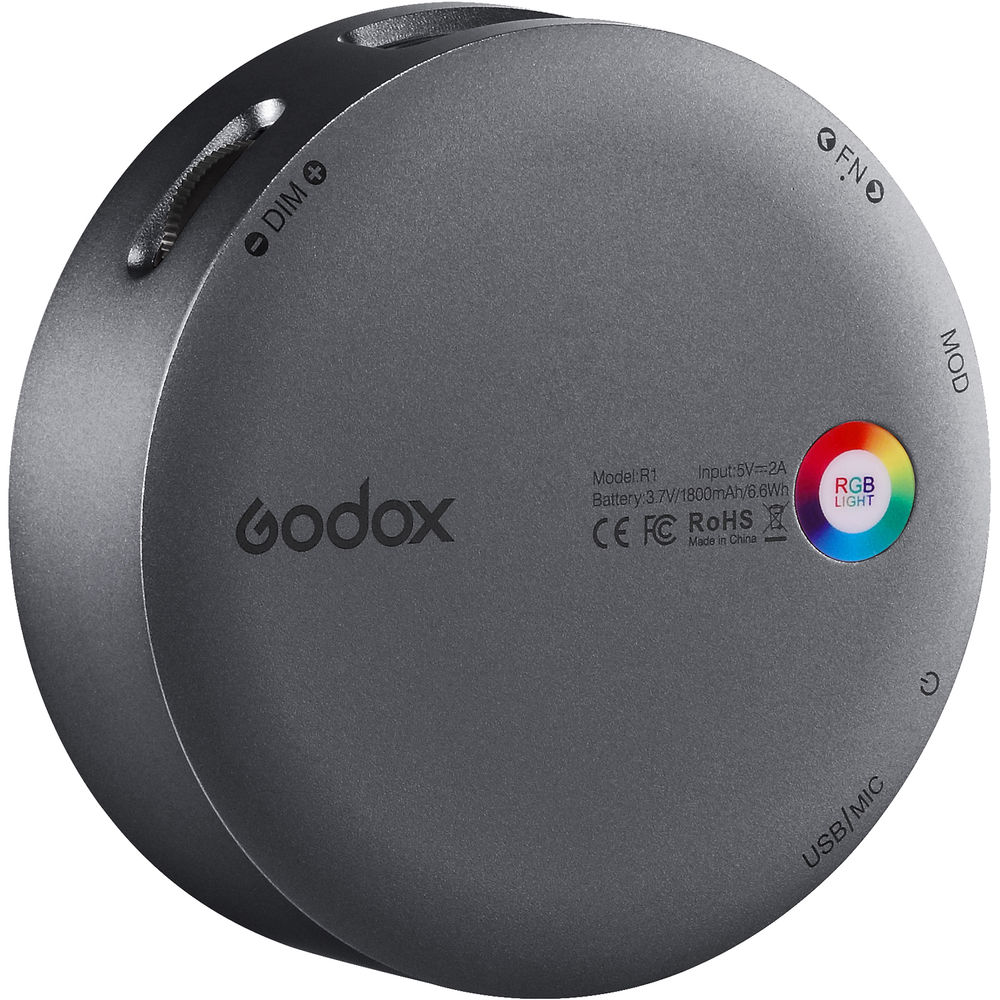 Godox R1 Round RGB Silver LED Light - Dark Grey