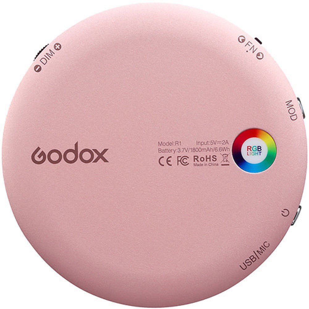 Godox R1 Round RGB Silver LED Light - Pink
