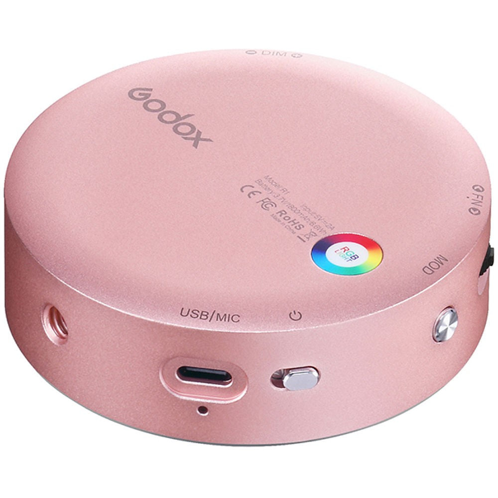 Godox R1 Round RGB Silver LED Light - Pink