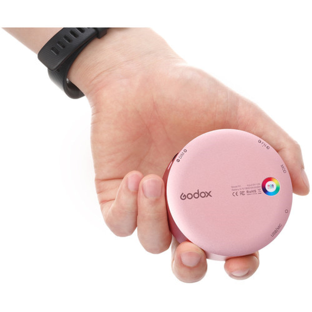 Godox R1 Round RGB Silver LED Light - Pink