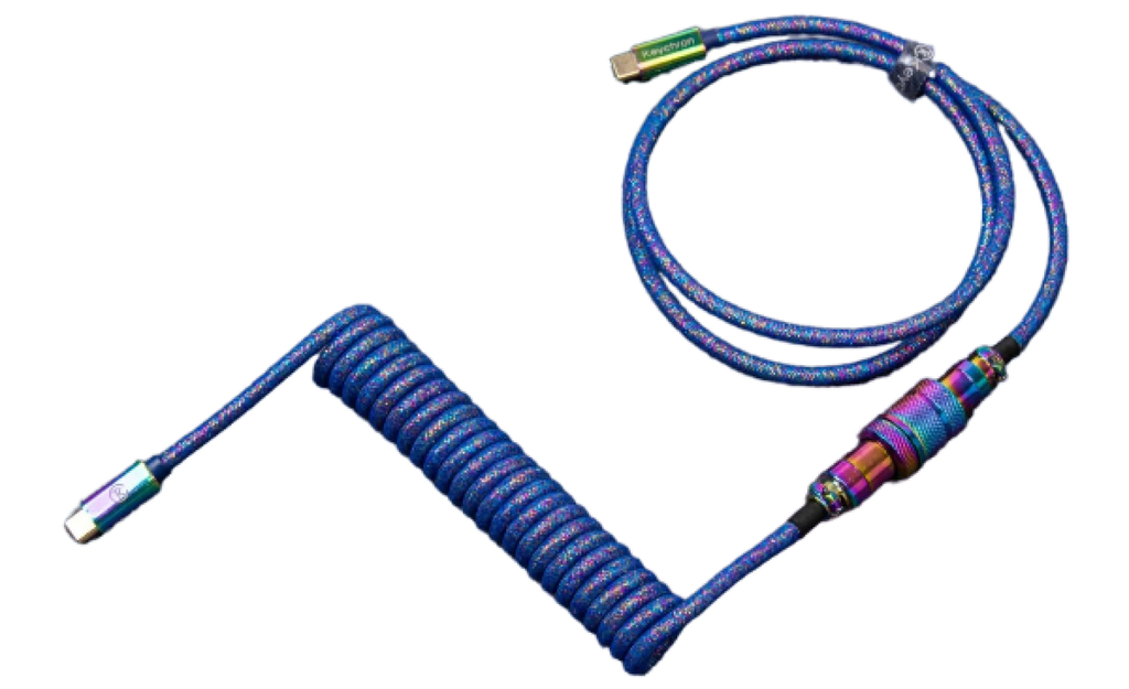 Keychron Premium Coiled Aviator Cable Rainbow Plated (Blue/Straight)