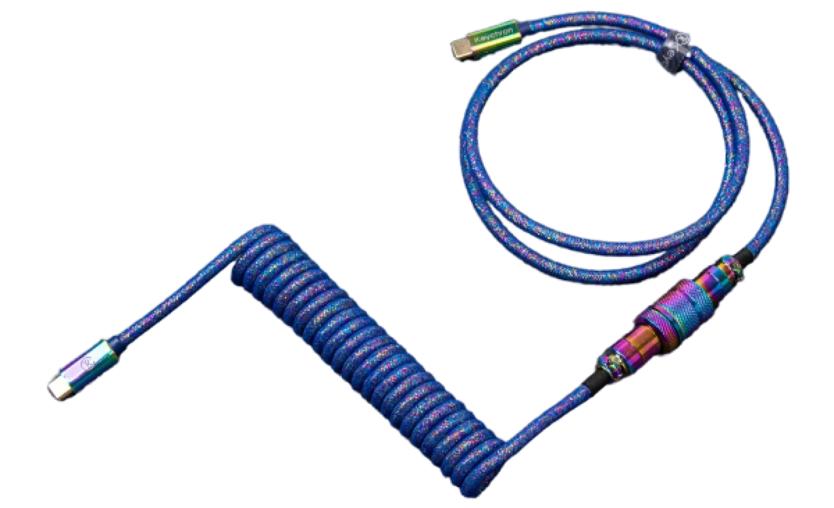 Keychron Premium Coiled Aviator Cable Rainbow Plated (Blue/Straight)