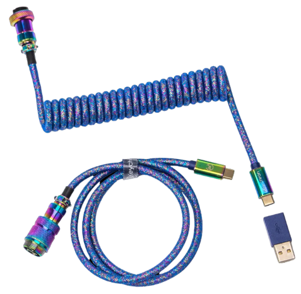 Keychron Premium Coiled Aviator Cable Rainbow Plated (Blue/Straight)