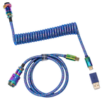 Keychron Premium Coiled Aviator Cable Rainbow Plated (Blue/Straight)