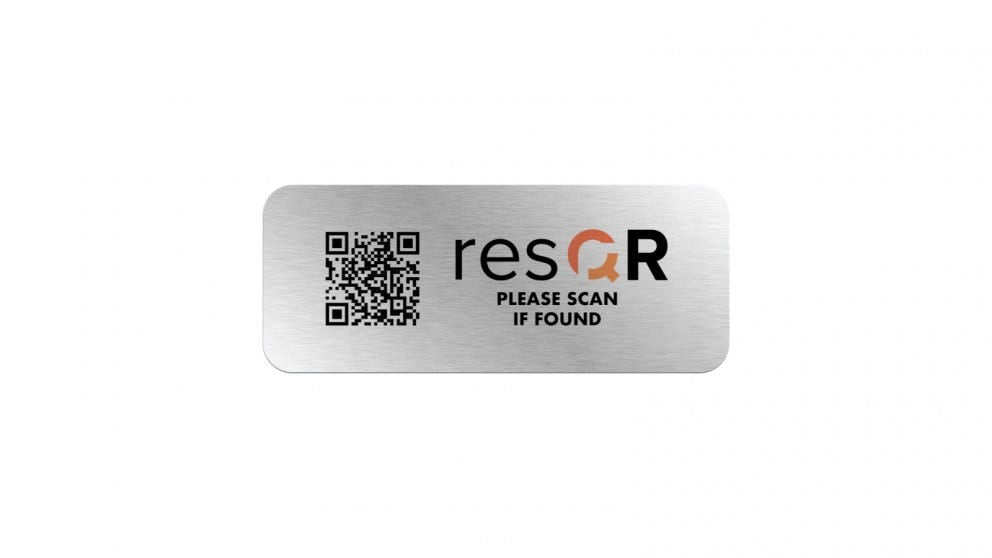 resQR Aluminium Sticker Pack (2 x Lost Item Recovery Scratch Resistant Stickers)