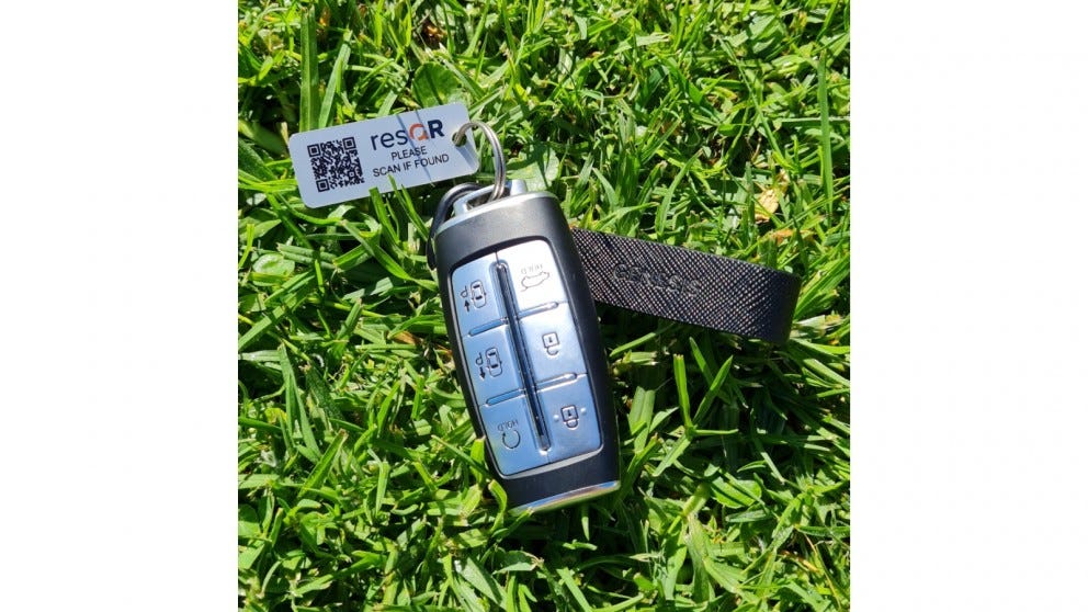 resQR Aluminium Tag Pack (2 x Lost Item Recovery Scratch Resistant Key/Bag Tags)