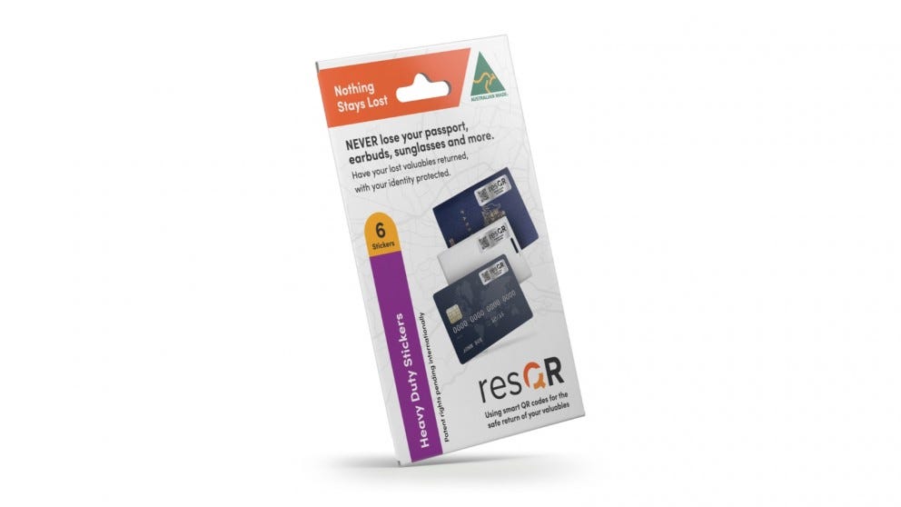resQR Sticker Pack (6 x Lost Item Recovery Heavy Duty Stickers / 3 Sizes)