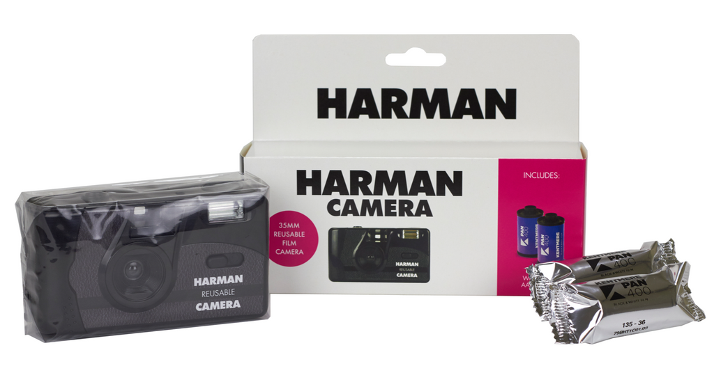 Harman Reusable 35mm Camera with Flash & 2x Kentmere Pan 400 Film