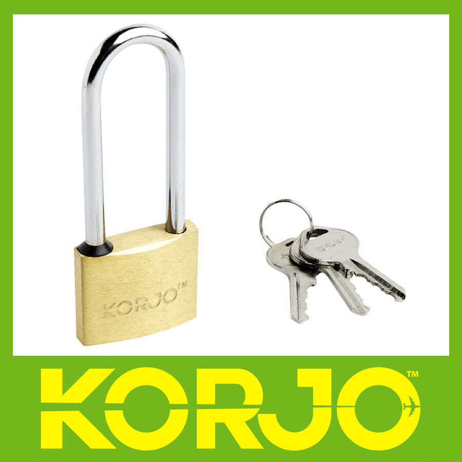Korjo Lock Keyed 40mm - Long Shackle Brass