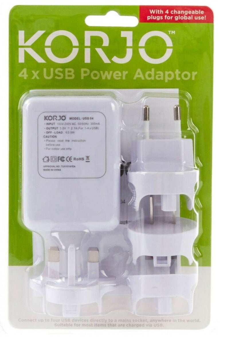 Korjo 4 Port Worldwide USB Adapter Set
