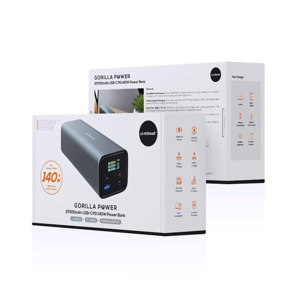 Mbeat Gorilla Power 27000mAh 140W USB C PD 3.1 Power Bank 
