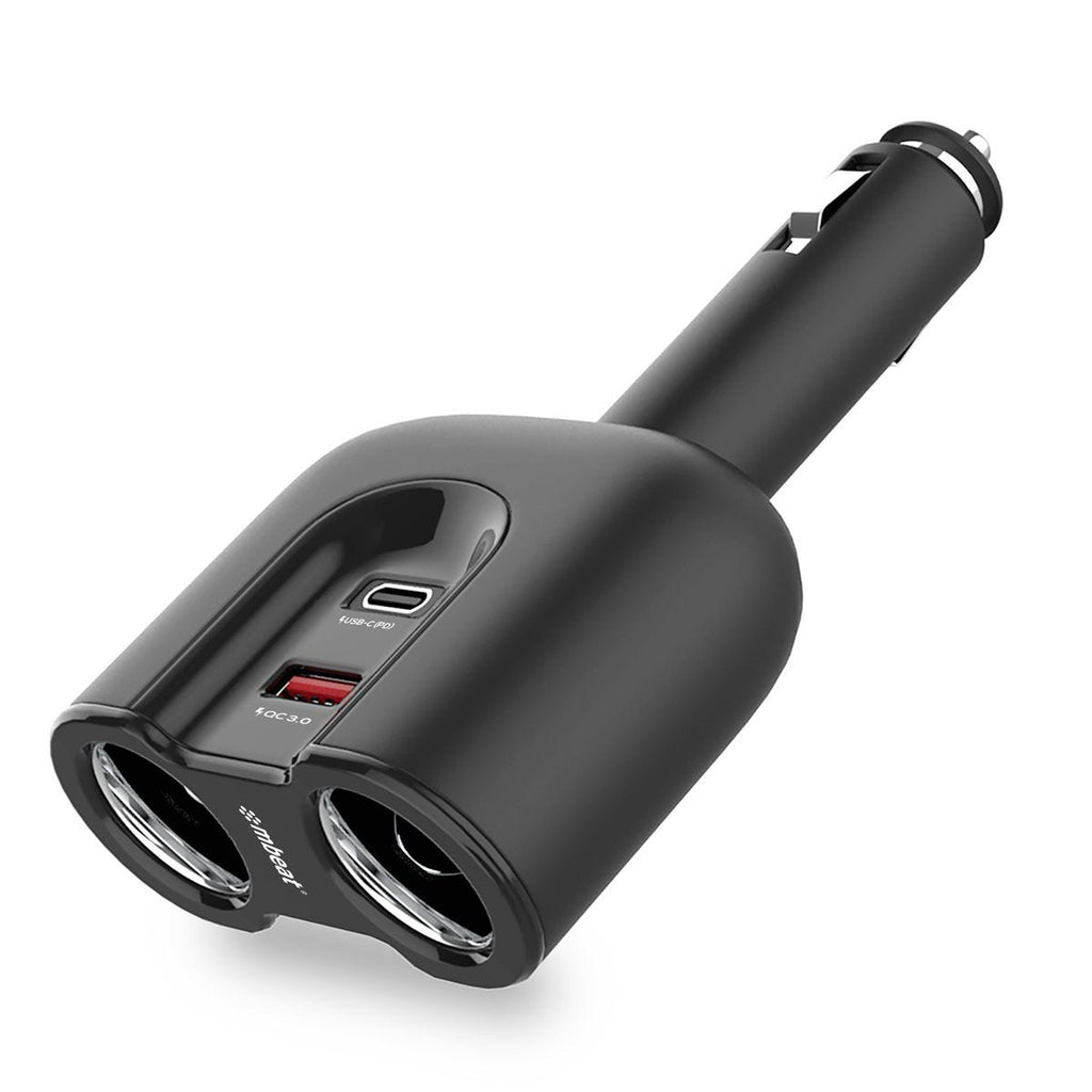 Mbeat Gorilla Power Dual Port USB-C & QC 3.0 Car Charger with Cigar Lighter Splitter