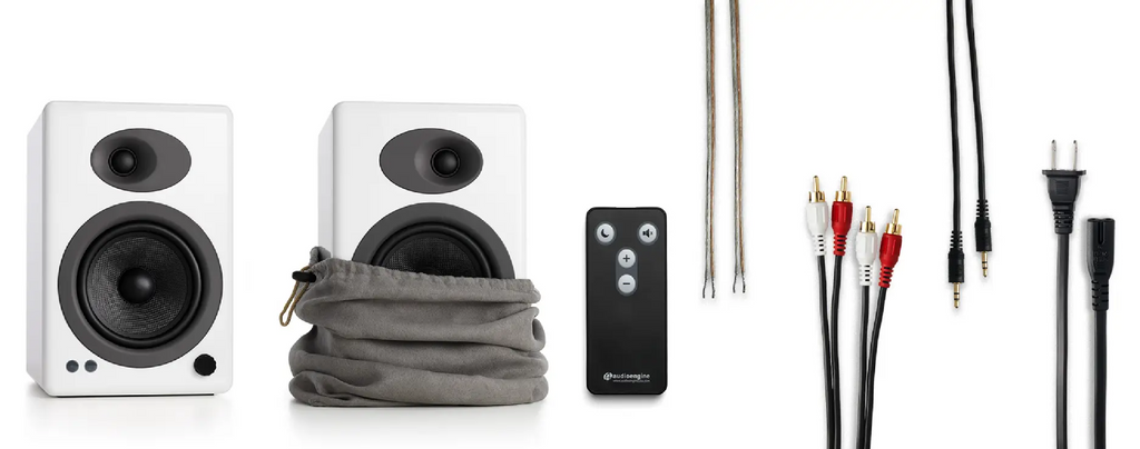 Audioengine A5+ Powered Bookshelf Speakers - Hi-Gloss White