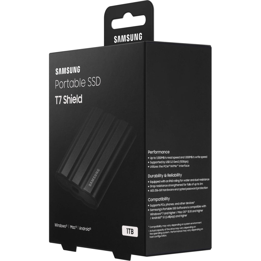 Samsung T7 Shield 1TB USB 3.2 Portable SSD - Black