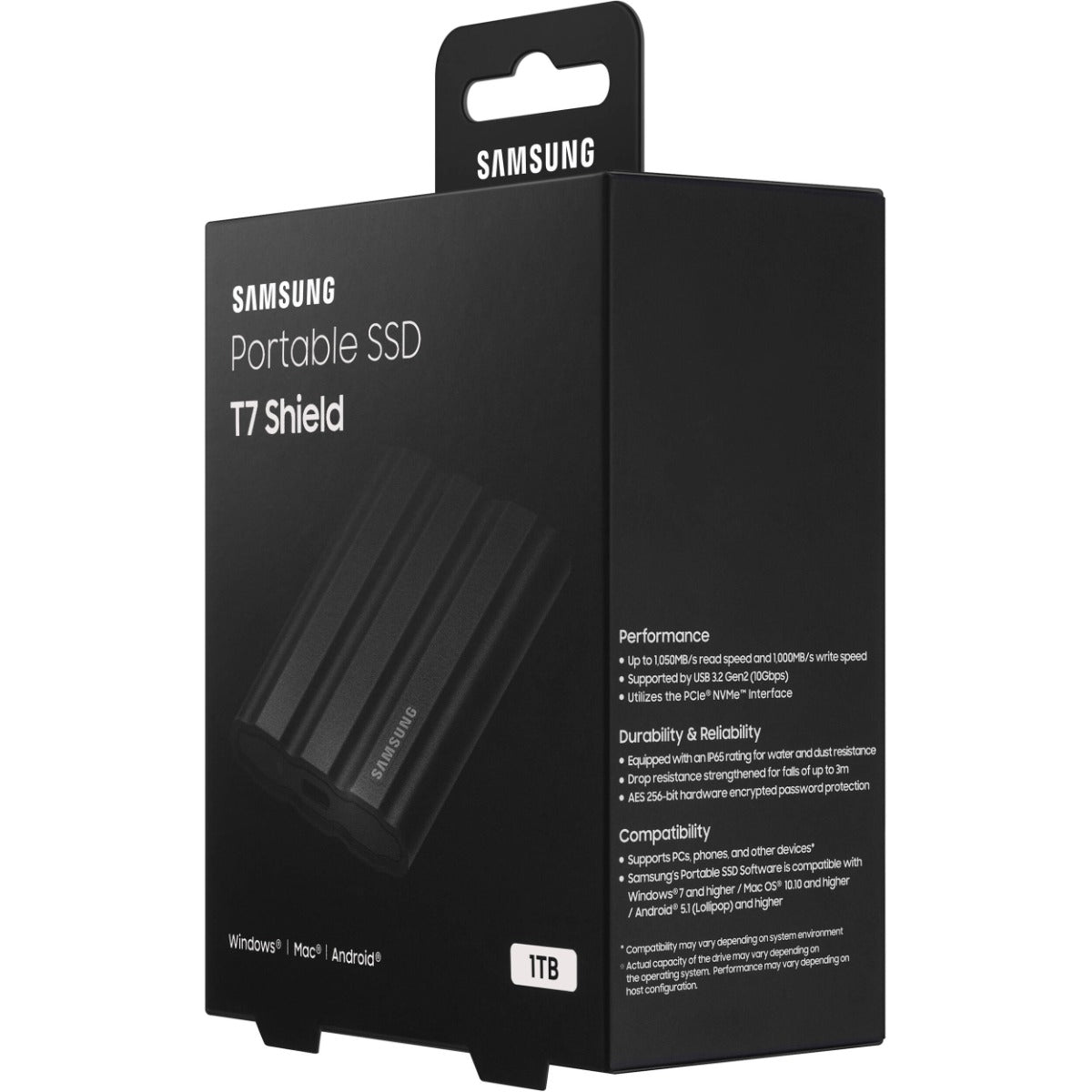 Samsung T7 Shield 1TB USB 3.2 Portable SSD - Black