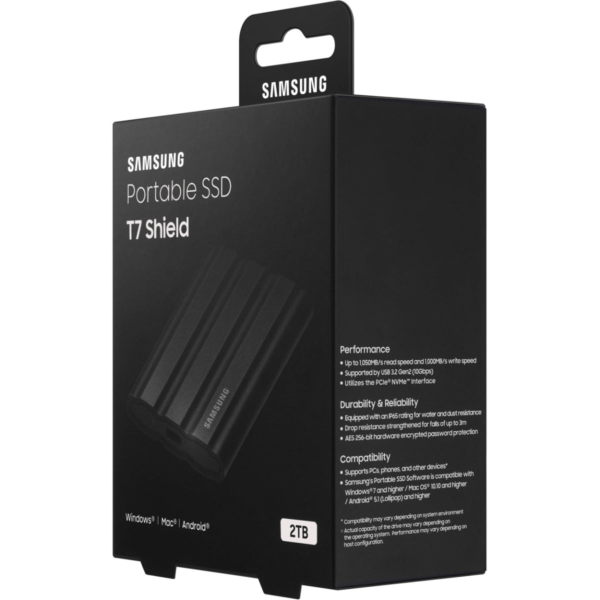 Samsung T7 Shield 2TB USB 3.2 Portable SSD - Black