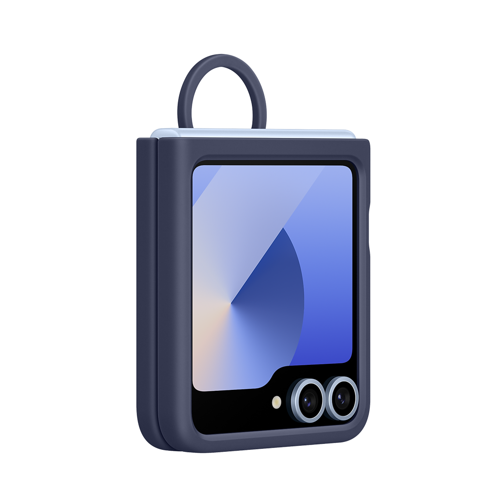Samsung Galazy Z Flip6 Silicone Case with Ring (Dark Blue)