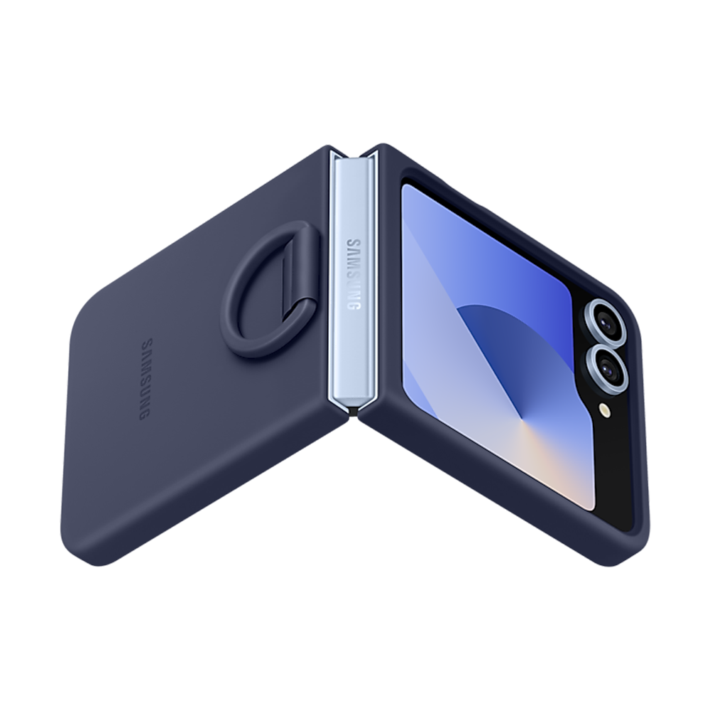 Samsung Galazy Z Flip6 Silicone Case with Ring (Dark Blue)