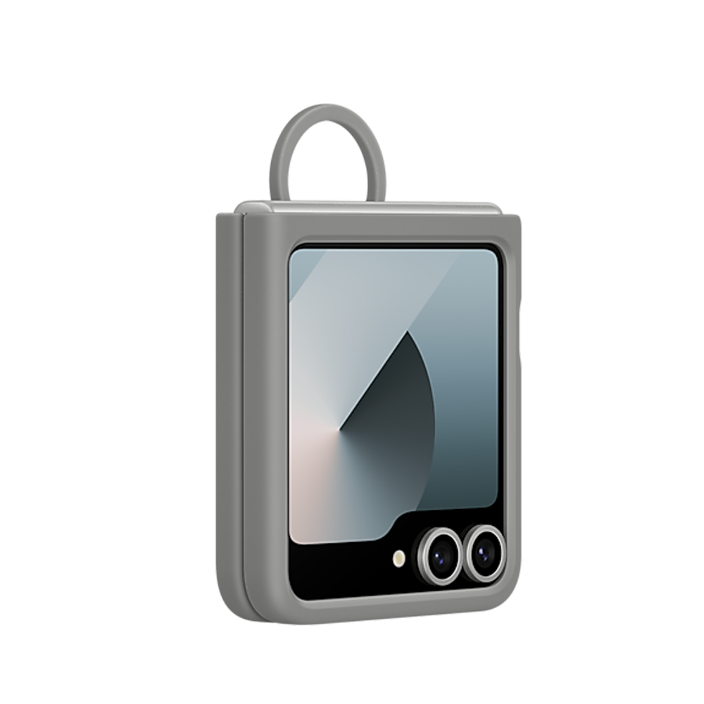 Samsung Galazy Z Flip6 Silicone Case with Ring (Grey) 