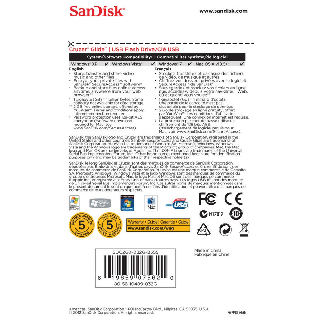 SanDisk 32GB Cruzer Glide 2.0 USB Flash Drive
