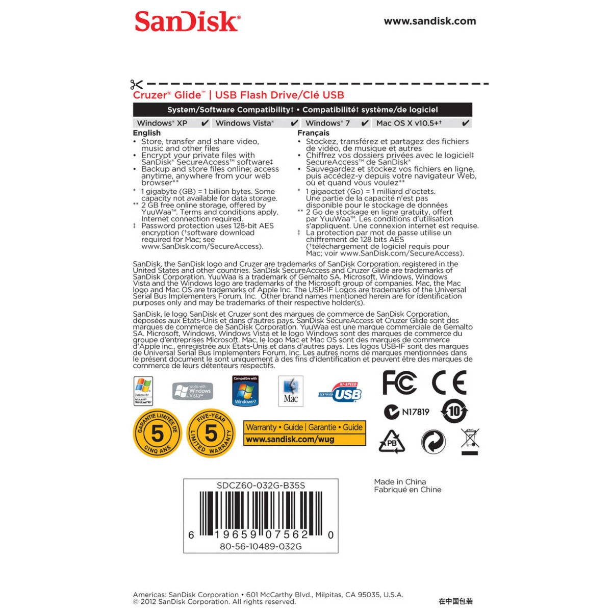 SanDisk 32GB Cruzer Glide 2.0 USB Flash Drive