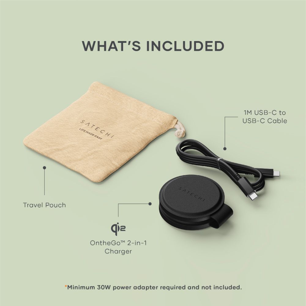 Satechi OntheGo 2 in 1 Wireless Charger (Black)