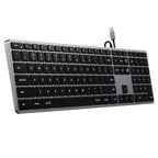 Satechi Slim W3 Wired USB-C Backlit Keyboard, Space Grey - ST-UCSW3M