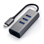 Satechi USB-C 2-in-1 USB 3.0 3-Port Hub & Ethernet, Grey