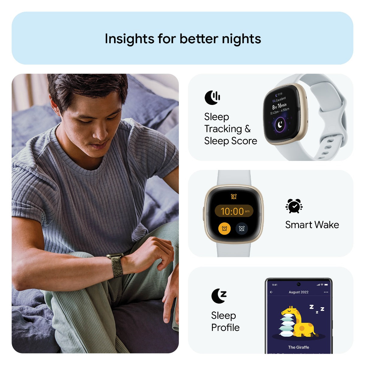 Fitbit Sense 2 Smart Watch - Blue Mist/Pale Gold