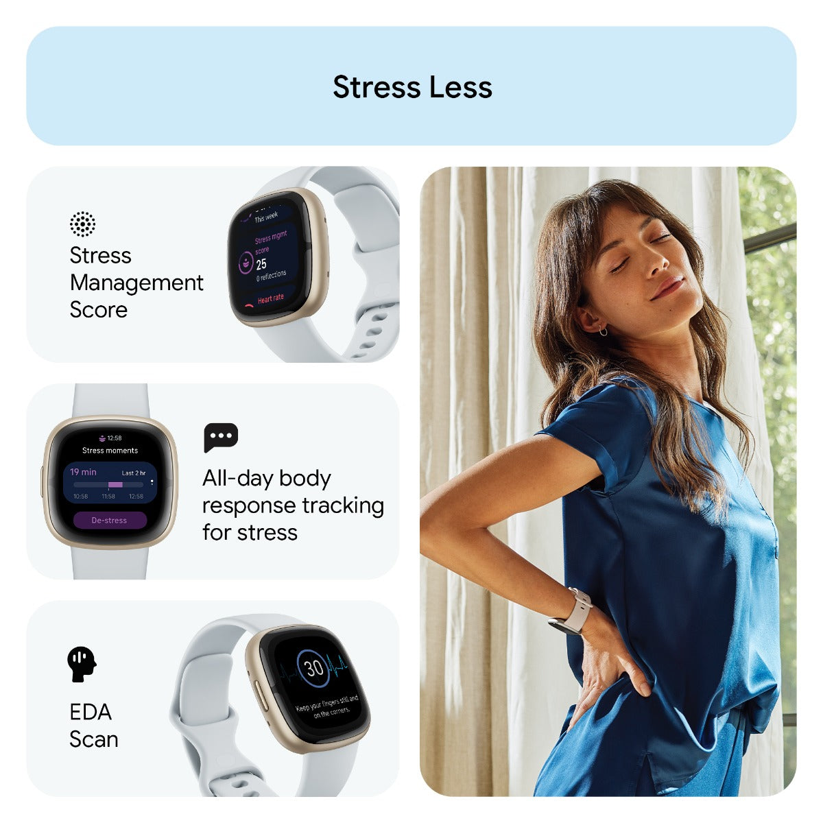 Fitbit Sense 2 Smart Watch - Blue Mist/Pale Gold