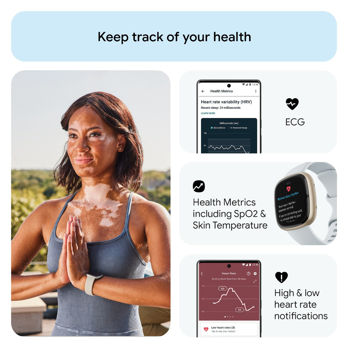 Fitbit Sense 2 Smart Watch - Blue Mist/Pale Gold