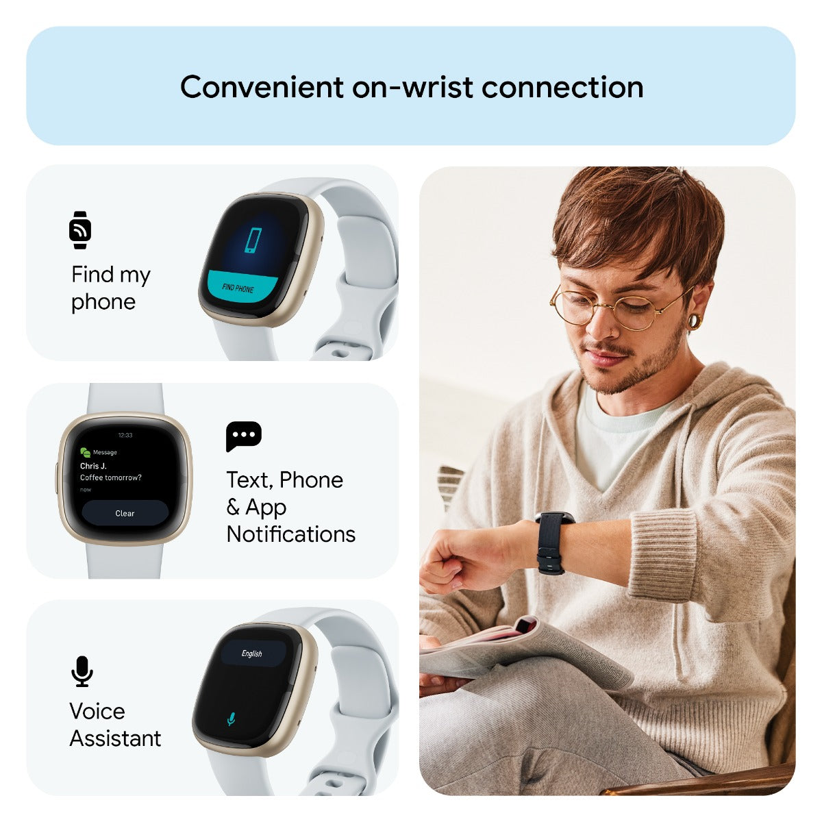 Fitbit Sense 2 Smart Watch - Blue Mist/Pale Gold