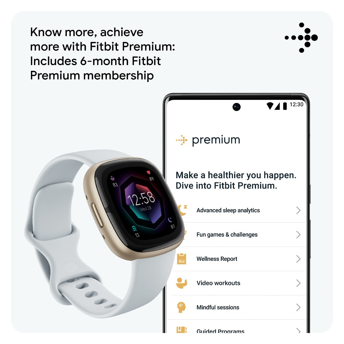 Fitbit Sense 2 Smart Watch - Blue Mist/Pale Gold