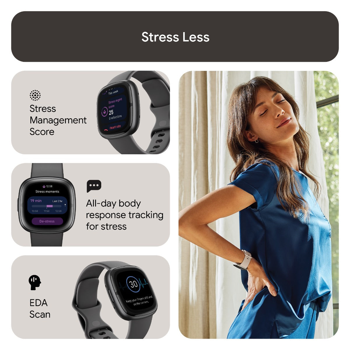 Fitbit Sense 2 Smart Watch - Graphite/Graphite