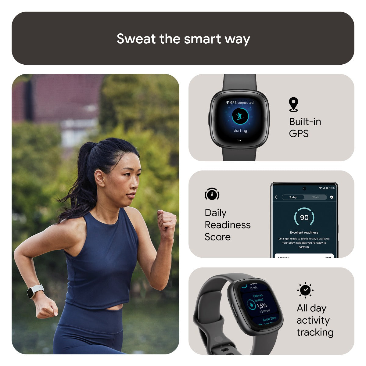 Fitbit Sense 2 Smart Watch - Graphite/Graphite
