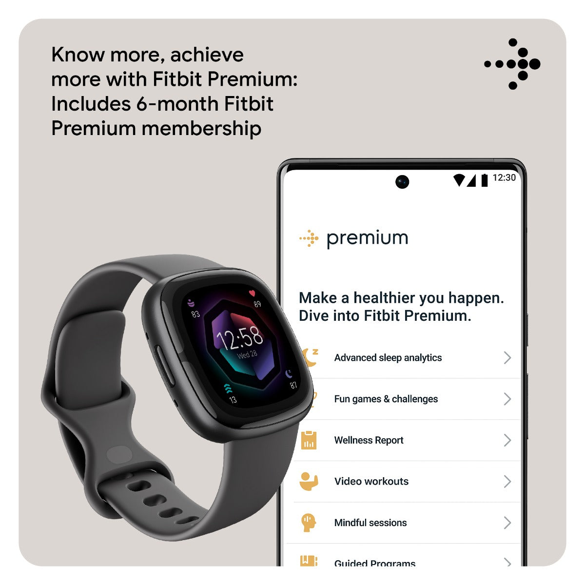 Fitbit Sense 2 Smart Watch - Graphite/Graphite