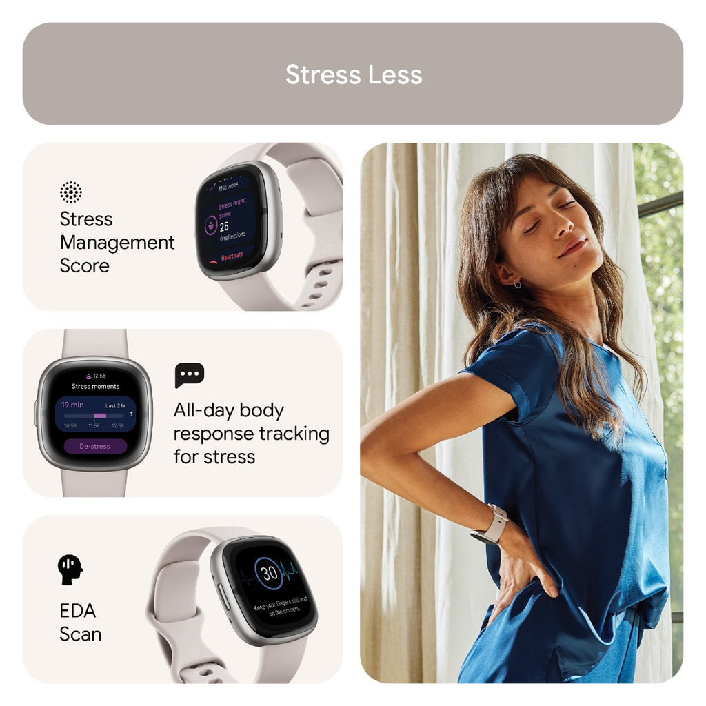 Fitbit Sense 2 Smart Watch - Lunar White / Platinum Aluminium