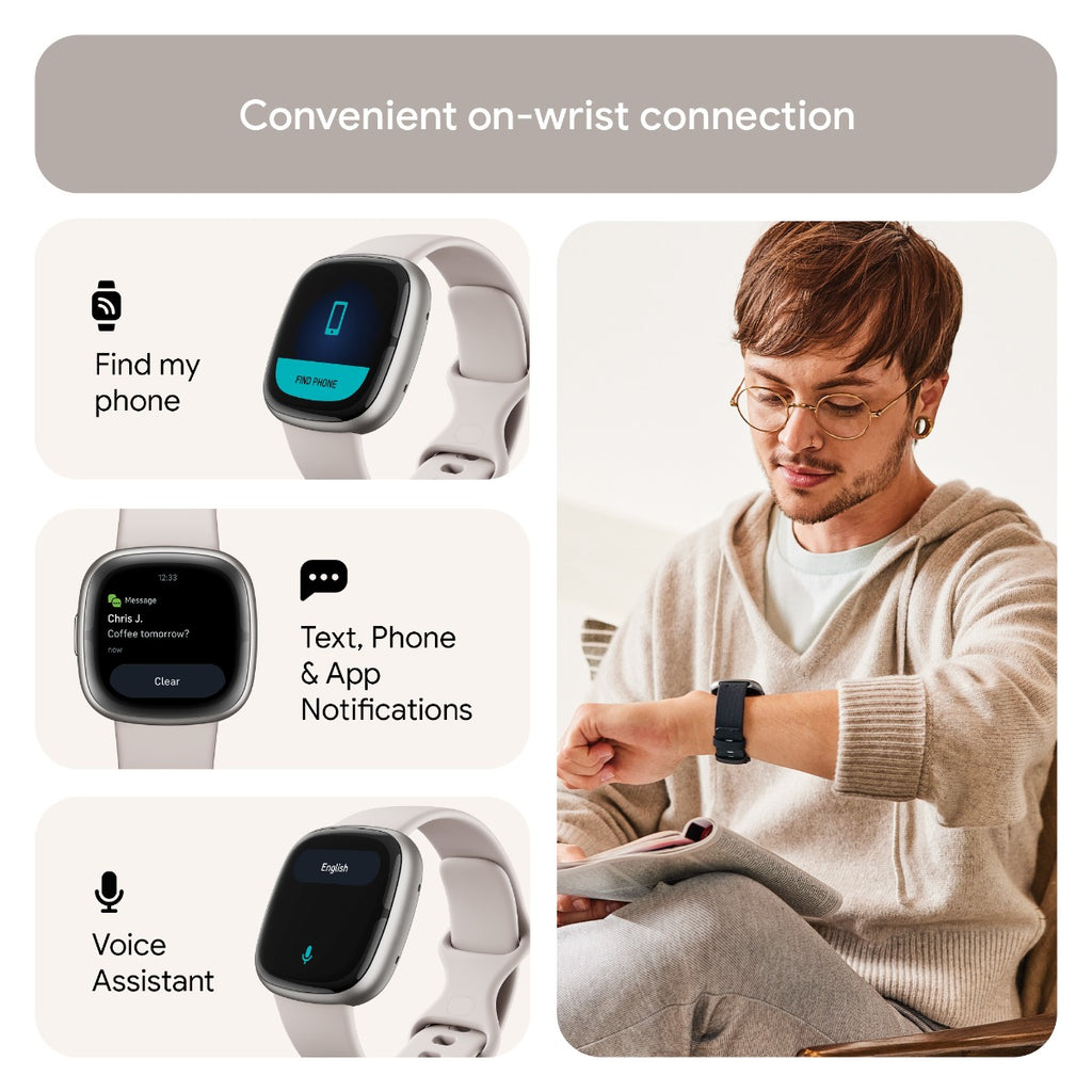 Fitbit Sense 2 Smart Watch - Lunar White / Platinum Aluminium