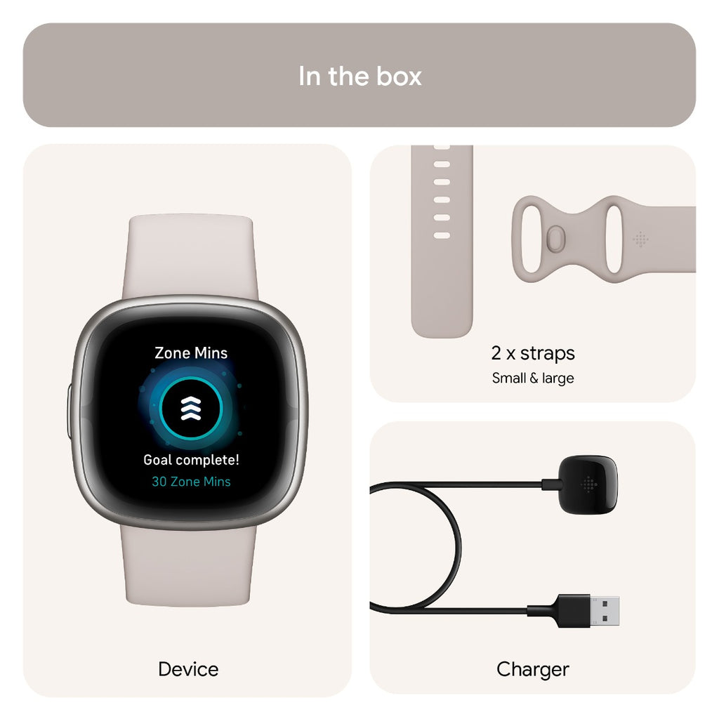 Fitbit Sense 2 Smart Watch - Lunar White / Platinum Aluminium