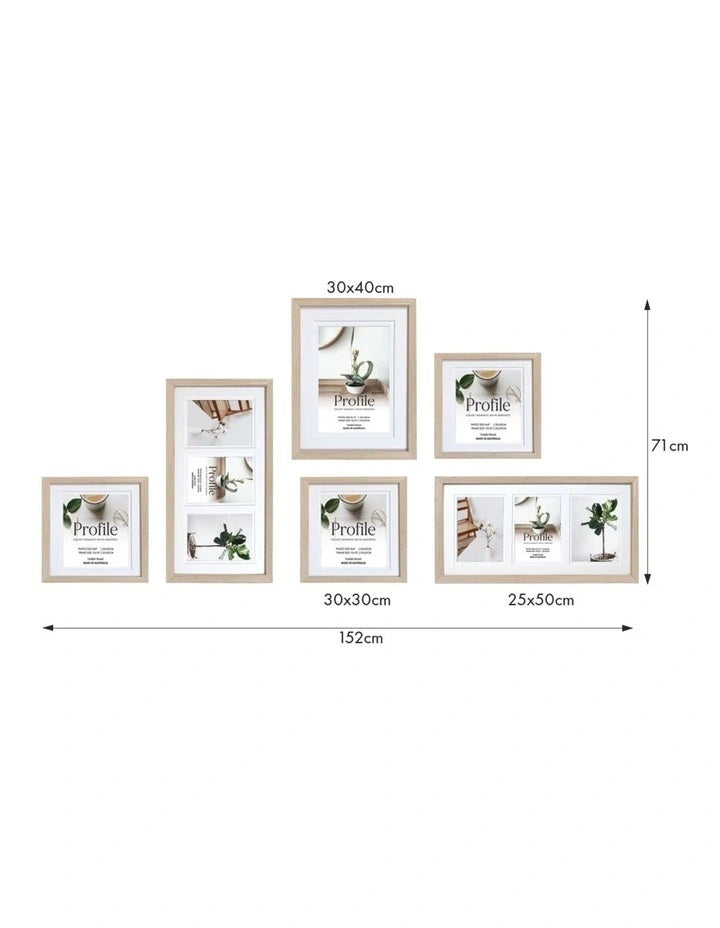 Deluxe Gallery Photo Wall Frame Set A - 6 Frames - Polar Birch