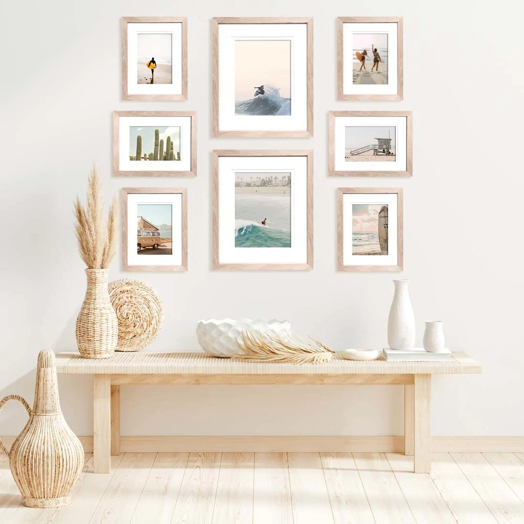 Deluxe Gallery Photo Wall Frame Set D - 8 Frames - Polar Birch