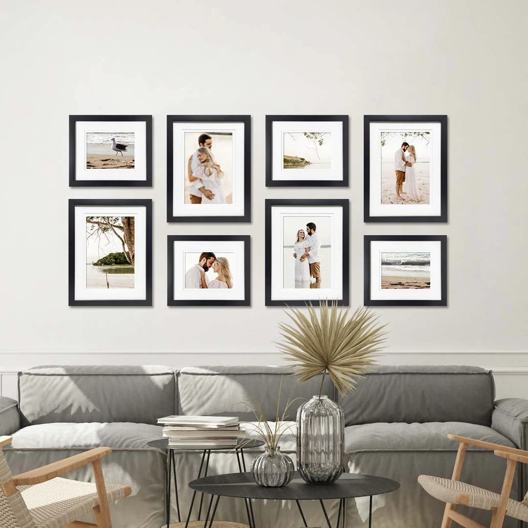 Deluxe Gallery Photo Wall Frame Set E - 8 Frames - Black