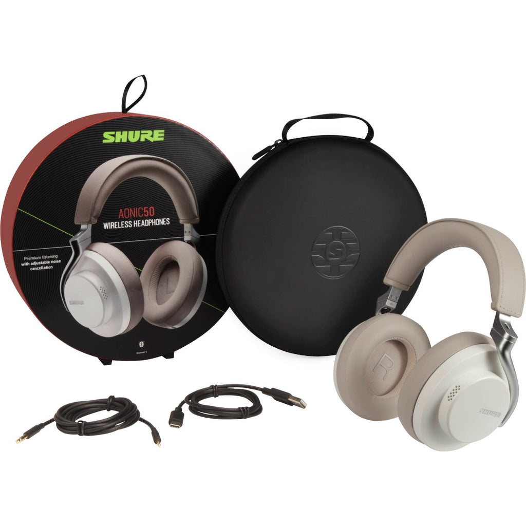 Shure AONIC 50 - Wireless Active Noise Cancelling Over-Ear Headphones - White