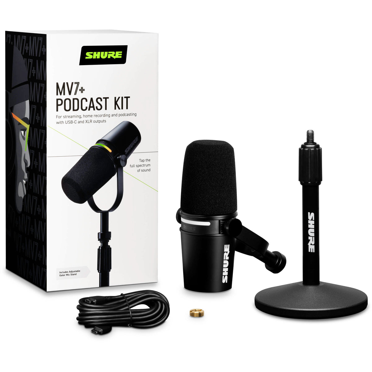 Shure Motiv MV7+ Podcast Microphone with Stand - Black