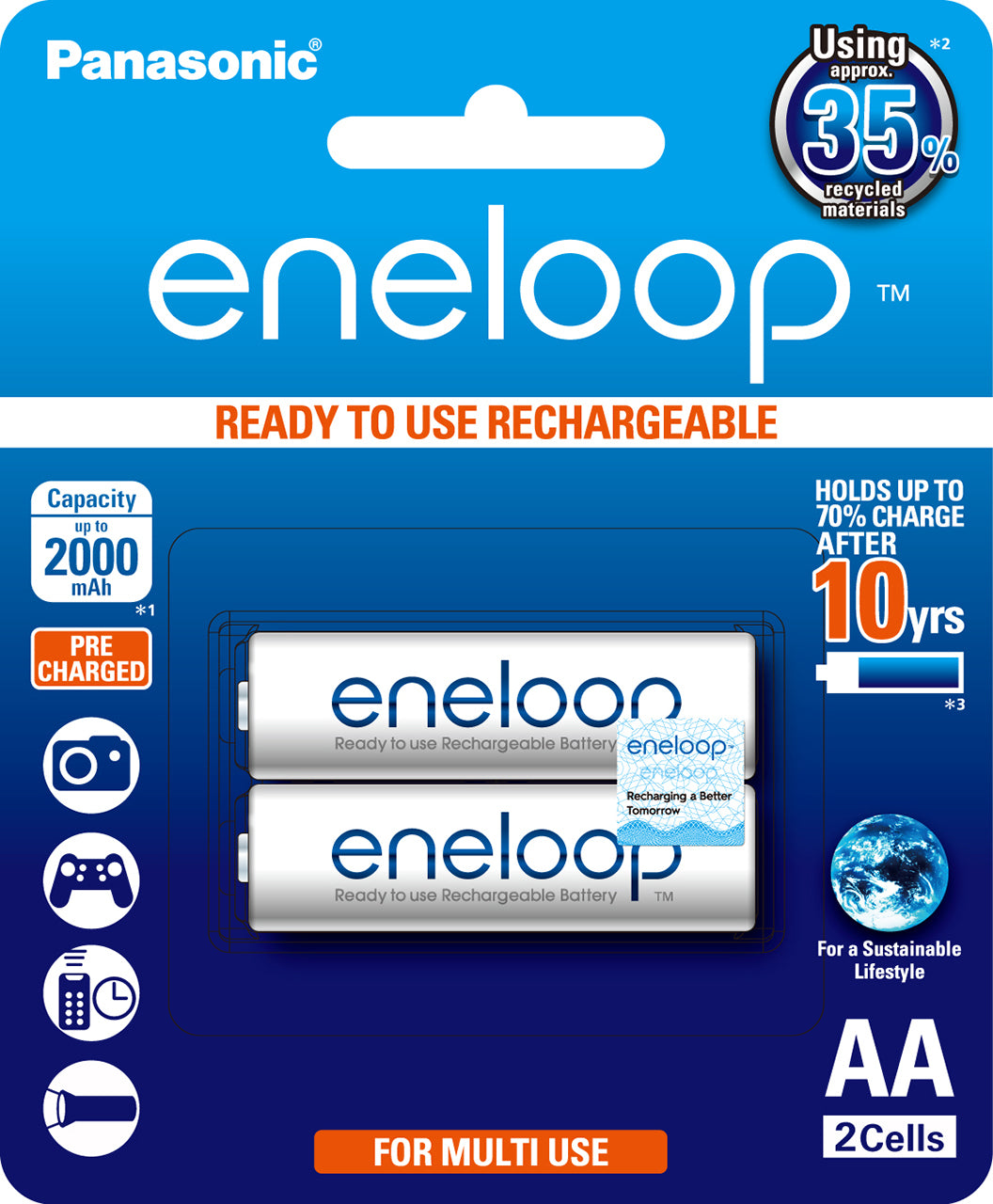 Panasonic eneloop  2 x 2000 mAh batteries AA size