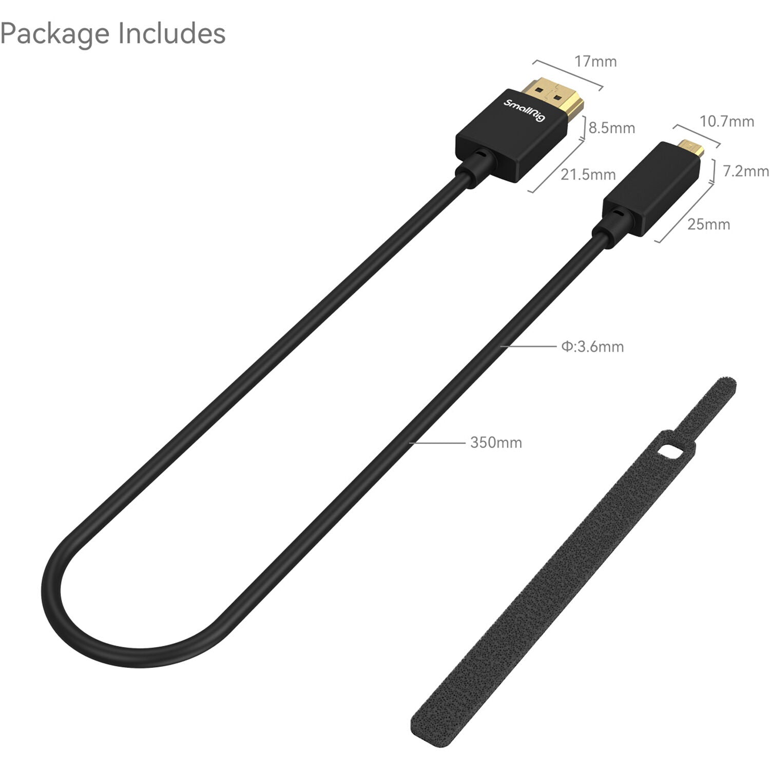SmallRig Ultra-Slim 4K HDMI Data Cable (D to A) (35cm)
