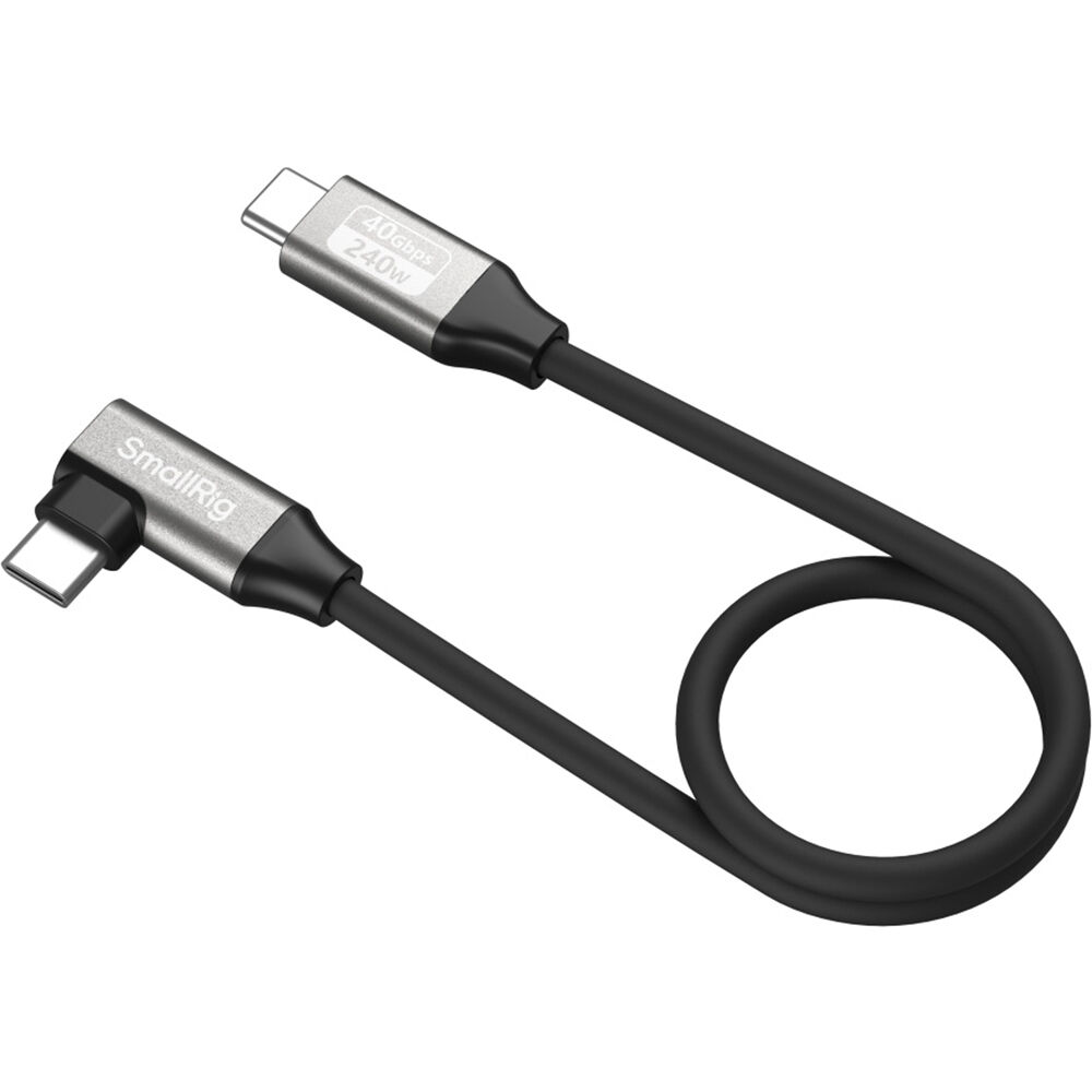 SmallRig USB-C Data Cable (Straight to Angled, 35cm / 13.8in) (40Gbps + 240W + 8K)
