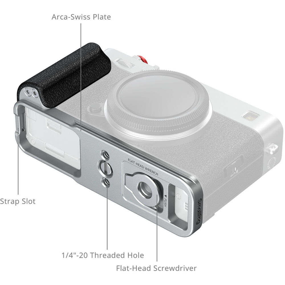 SmallRig L-Shaped Mount Plate with Silicone Handle for FUJIFILM X-E5 (Silver) 5447