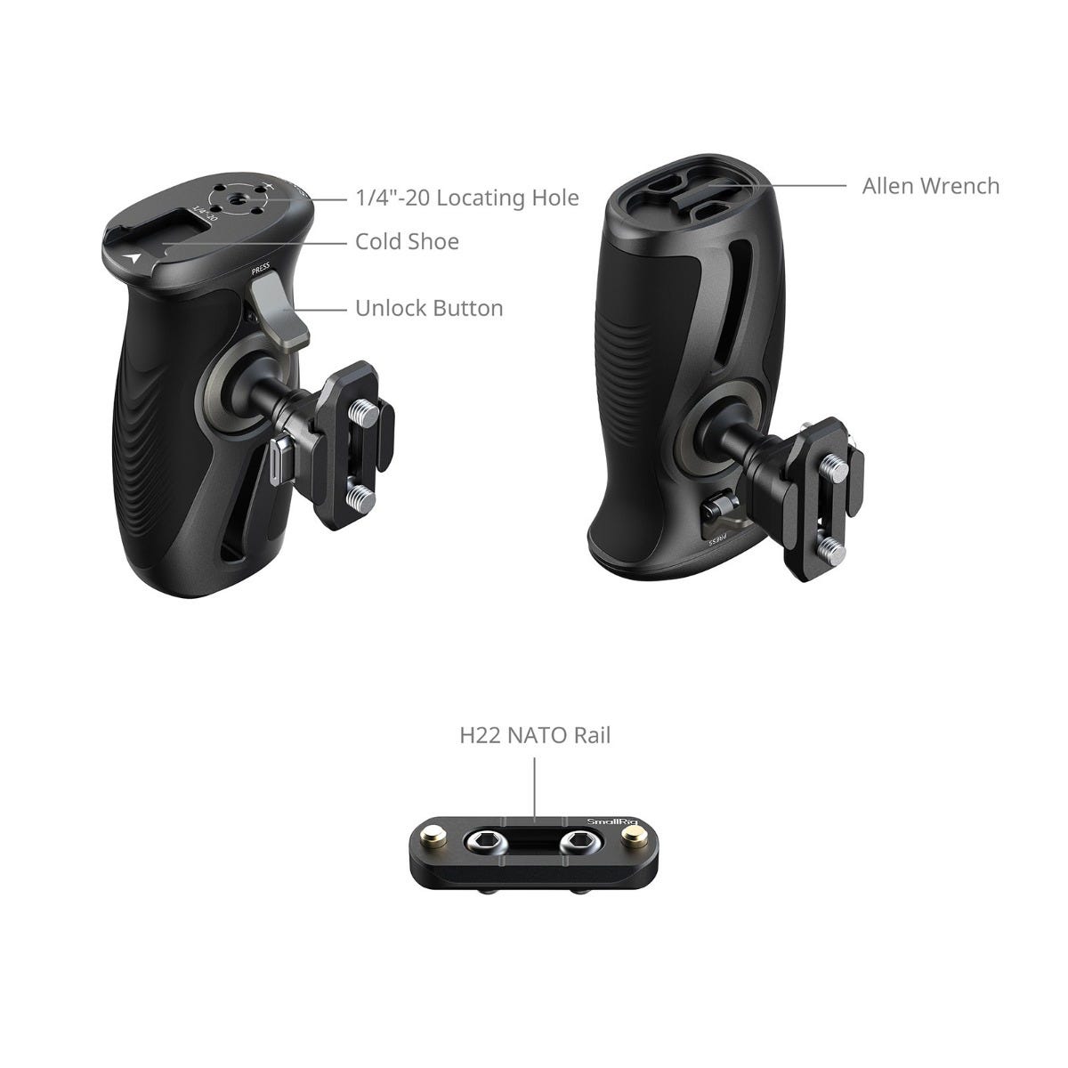 SmallRig Rotating Side Handle with "HawkLock" H21 Quick Release NATO Clamp 6405